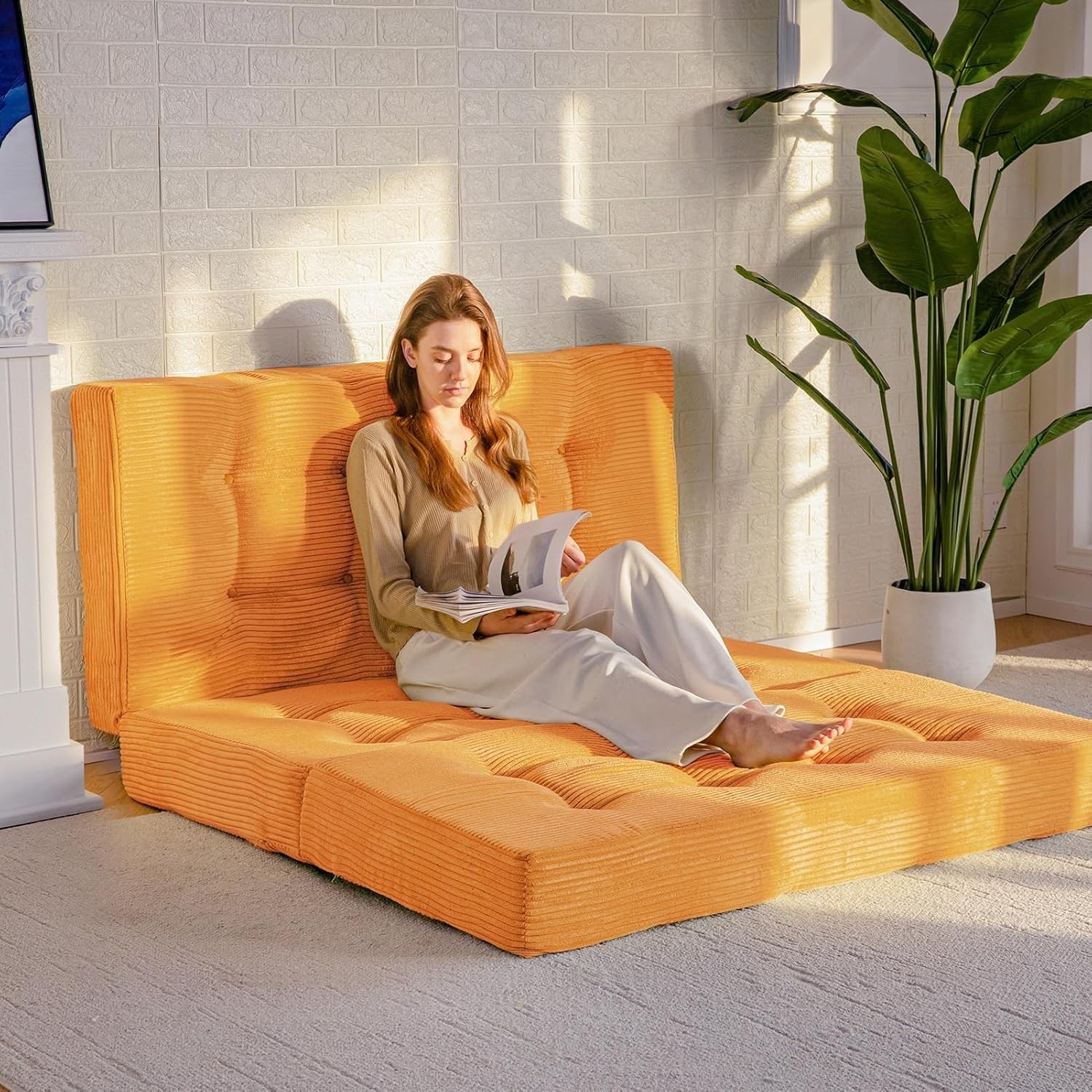 Tri-Fold Mattress 6 Inch Tufted Folding Futon Foam Bed Foldable Floor Mattress..