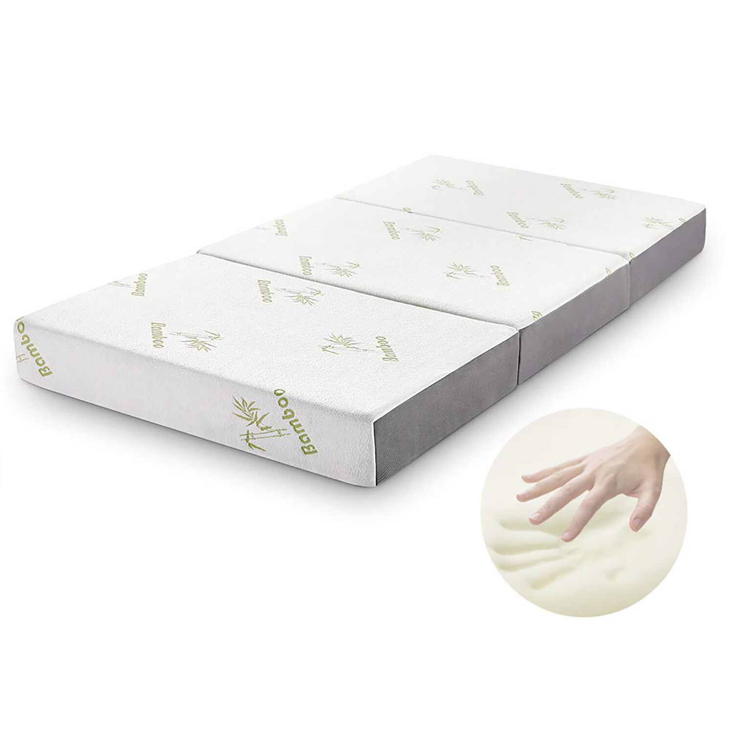 6″ Tri-Fold Matress Folding Mattress Memory Foam Plush Firmness Removable Cover