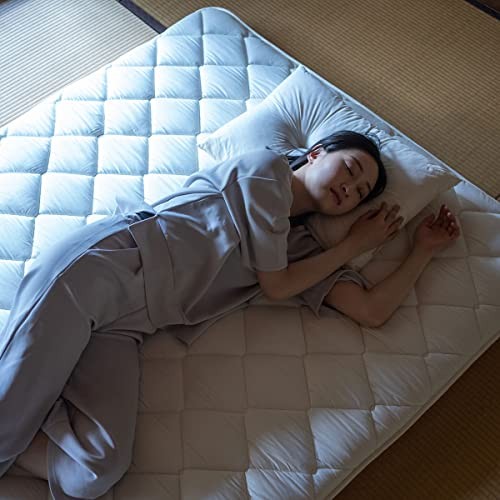 Foldable Futon Mattress Topper CLASSE Full (Mattress 55x79in) White Japanese