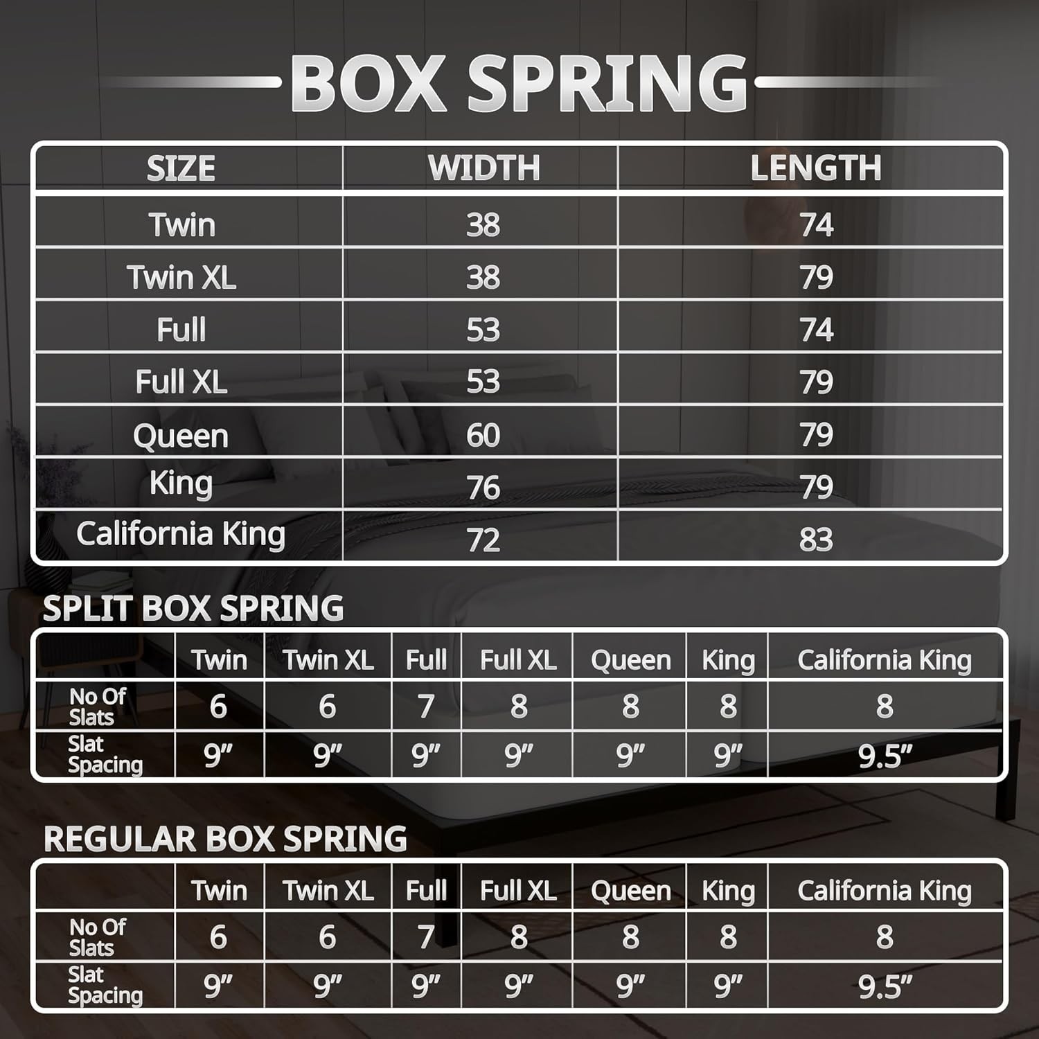 Natural Wood 4-Inch Box Spring – Durable Support for a California King Mattress