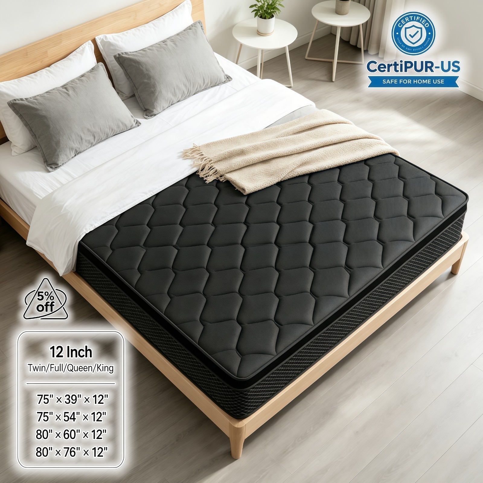 12 Inch Gel Memory Foam Hybrid Mattress Twin Full Queen King Size In a Box NEW!