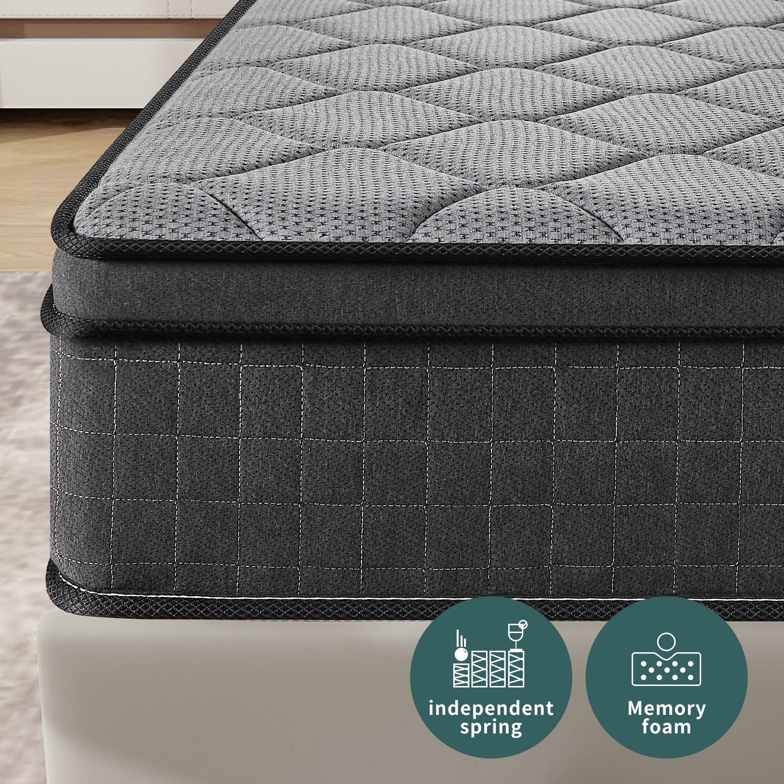 12 Inch Queen Size Gel Memory Foam Hybrid Pocket Spring Mattress In A Box