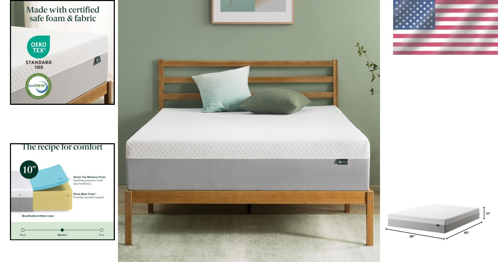Airflow Memory Foam Mattress, Queen Size, Fiberglass Free