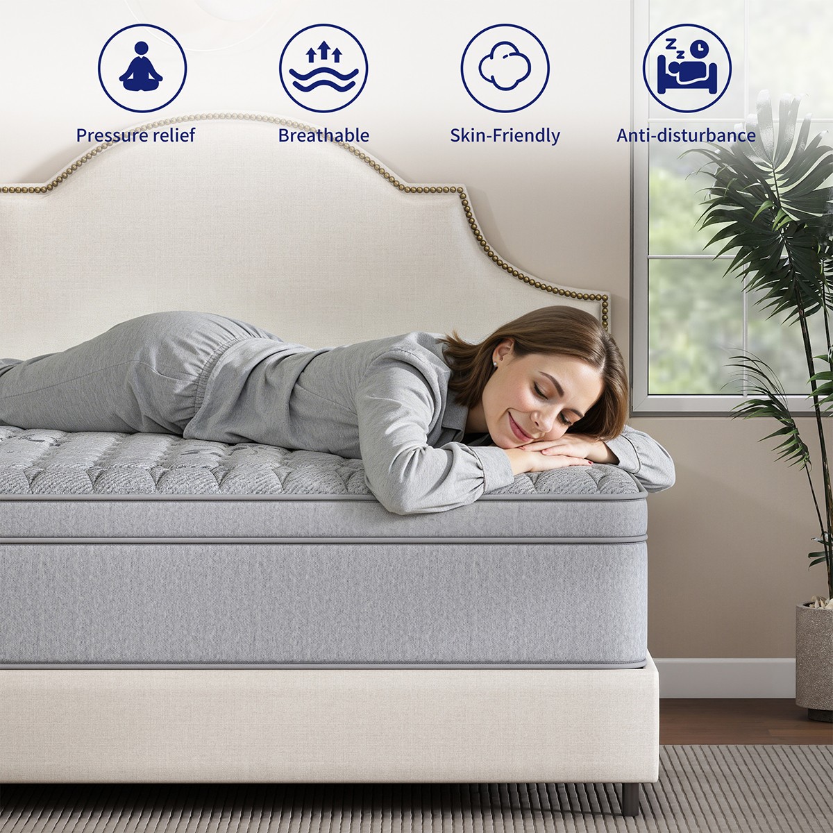 12″ 14″ Gel Memory Foam Mattress Hybrid Spring Twin Full Queen King In A Box