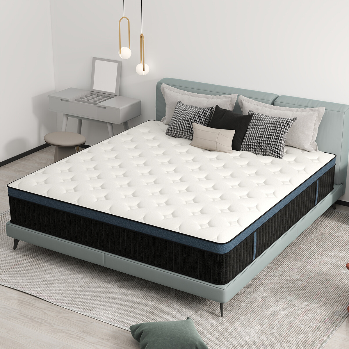 12″ 14″ Mattress Twin Full Queen King Size Memory Foam Pocket Coils Bed In a Box