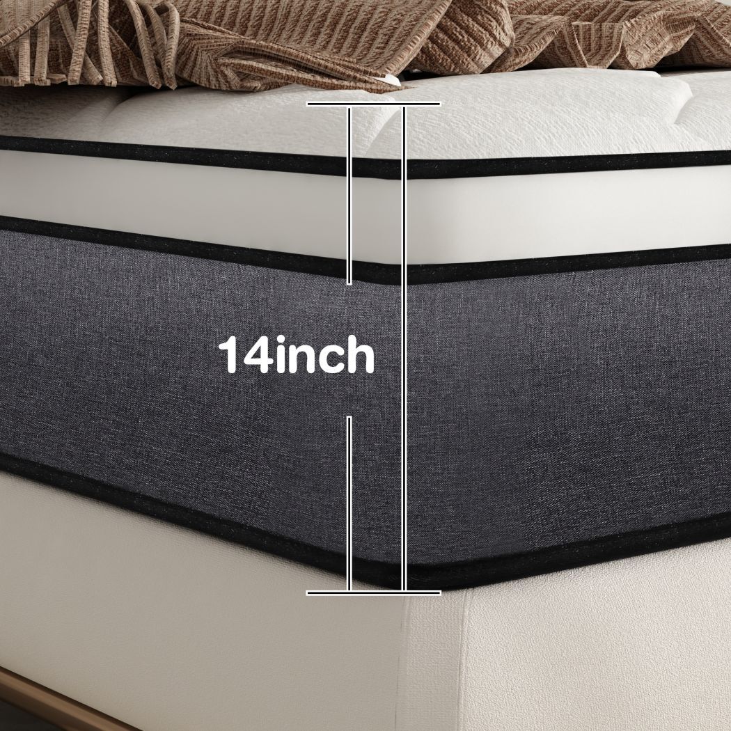 12″ 14″ Mattress Twin Full Queen King Size Medium Firm 7-Zone Pocket Spring Bed