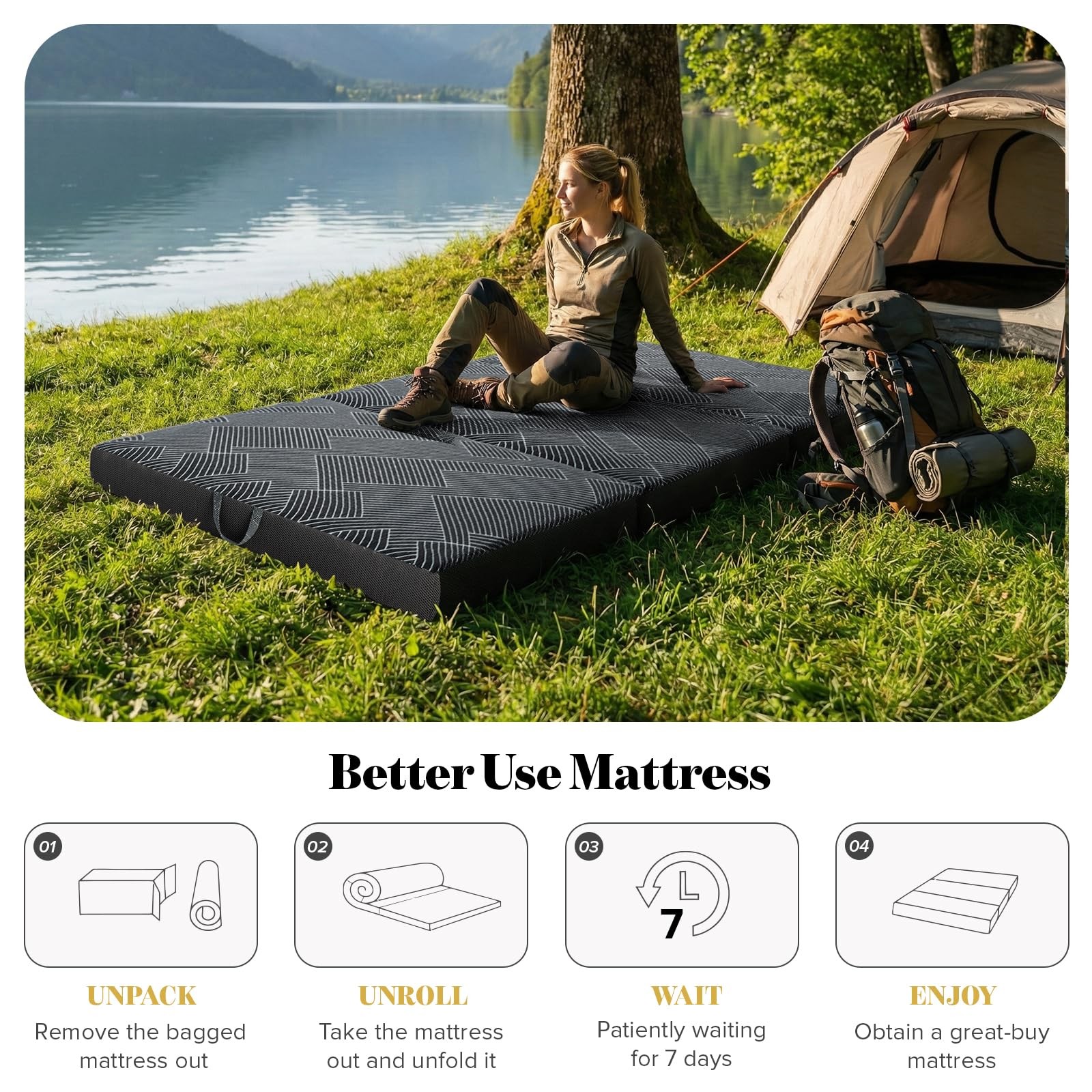 Tri Folding Mattress Queen Size – Foldable Mattress Trifold Memory Foam Mat w…