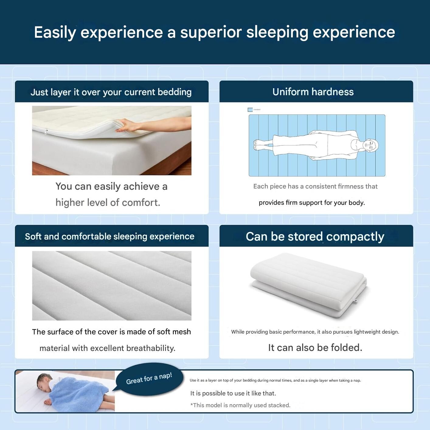 Airweave Mattress Pad Single Smart 01 1-262011-1 Tri-fold Thin Washable Japan