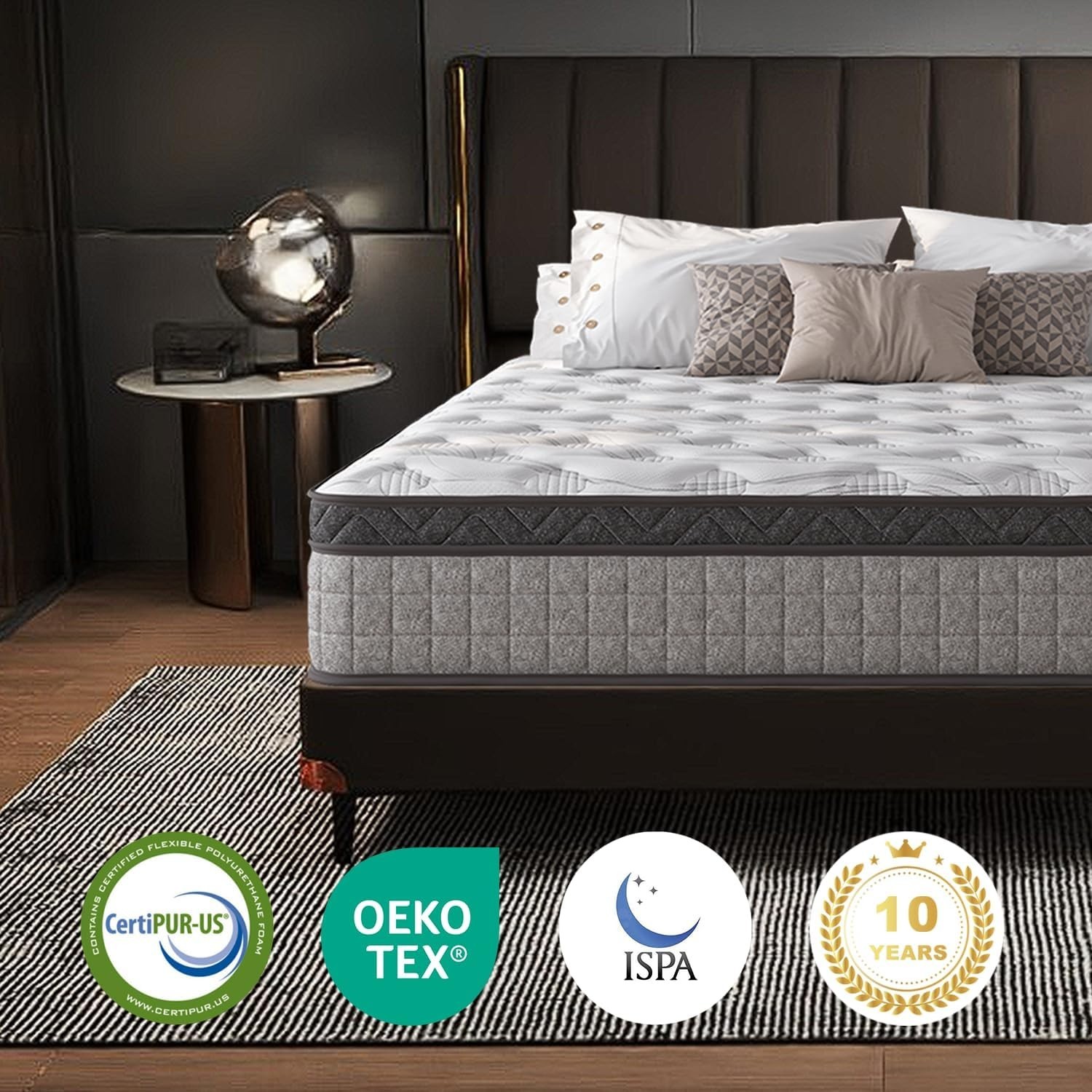 10″ Queen Mattress Innerspring Hybrid Cooling Gel Memory Foam Medium Firm RV