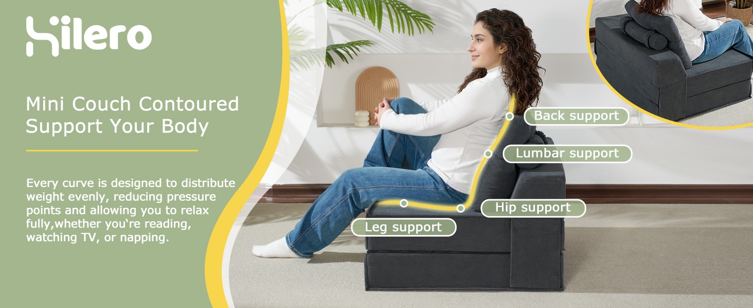 Folding Sofa Bed, 4 in 1 Convertible Sleeper Chair with Pillow, Standard