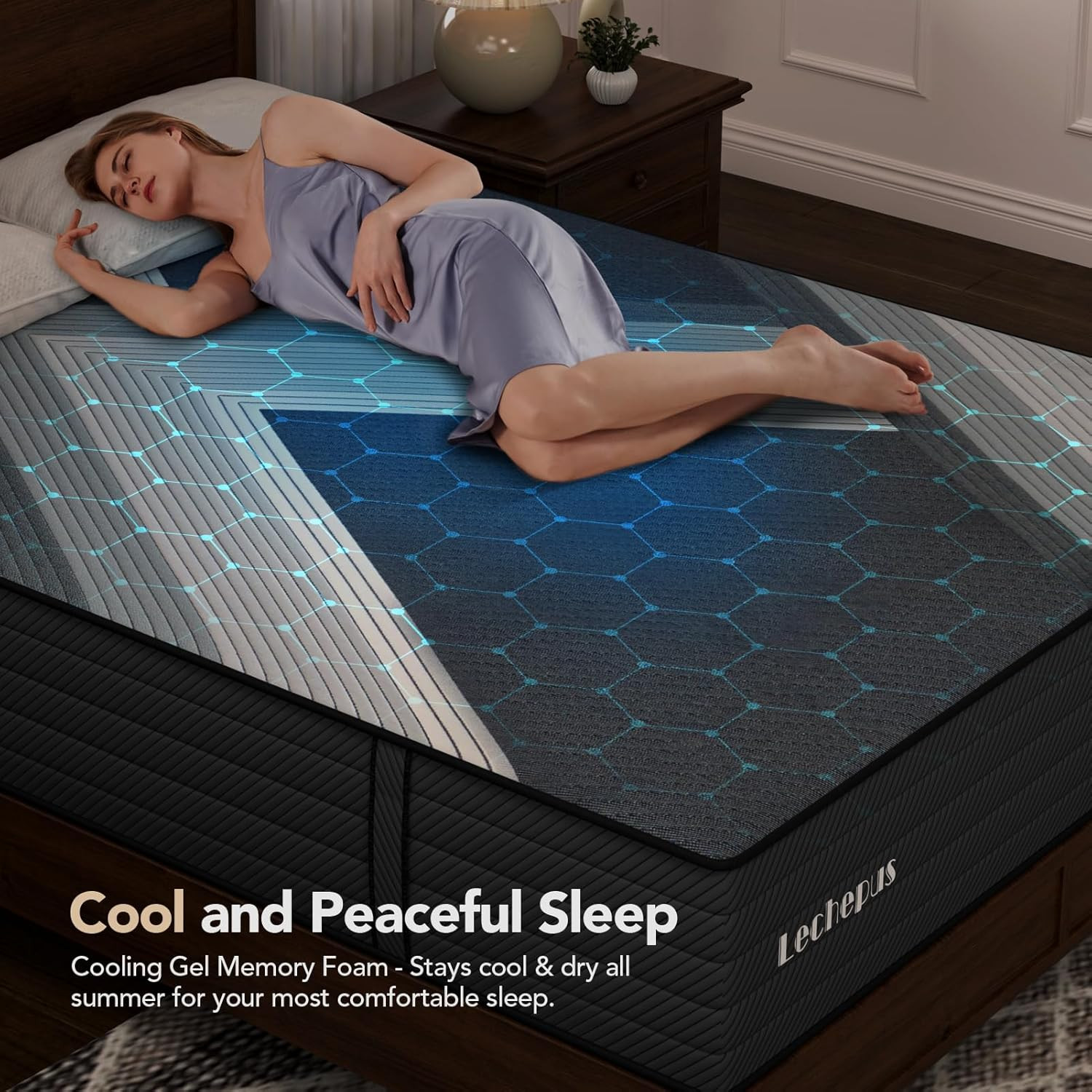 10″ Lechepus Queen Mattress, 5-Zone Hybrid with Lumbar Support & Motion Isolatio