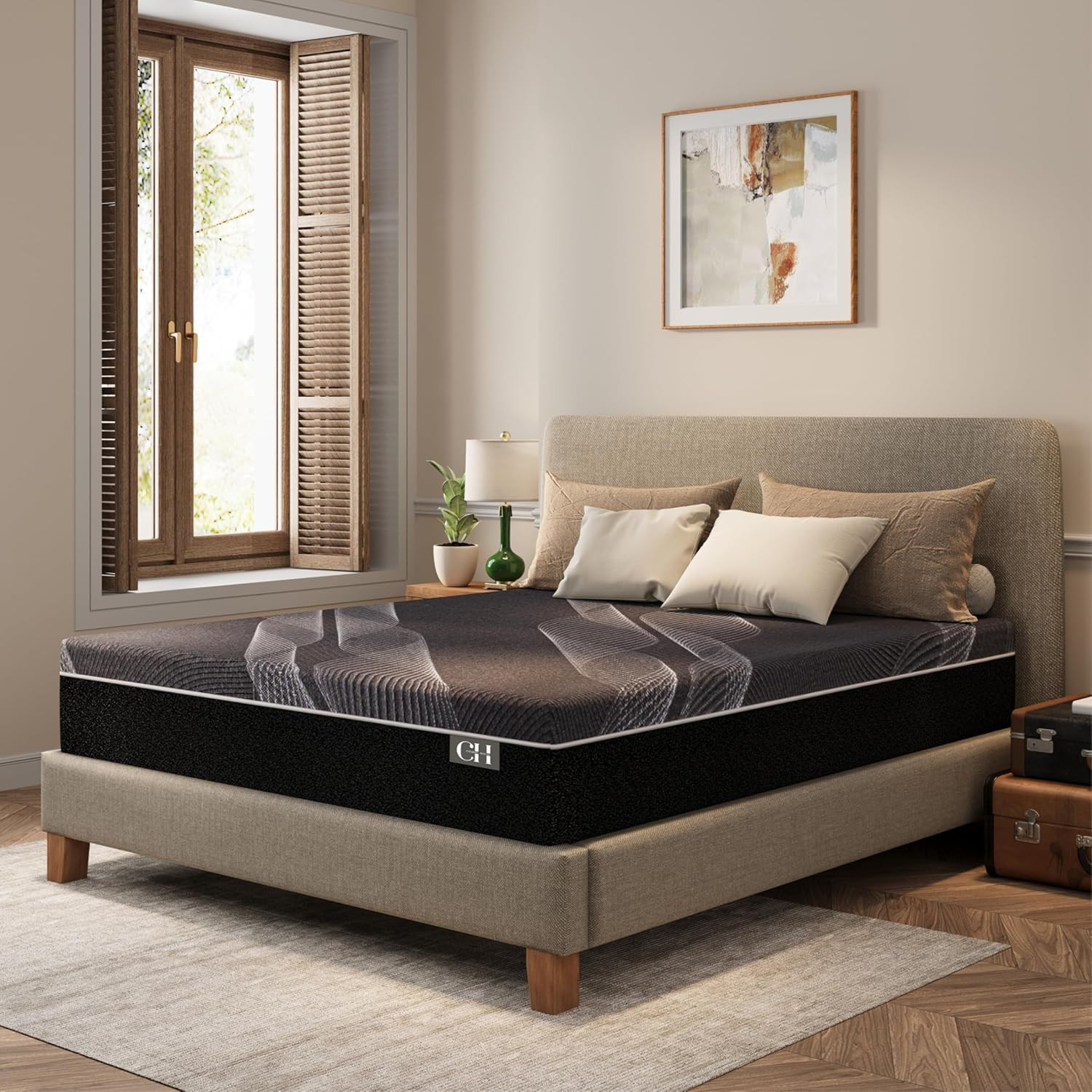 10 Inch Twin XL Mattress, Bamboo-Charcoal Memory Foam Mattress, Cooling & Pressu