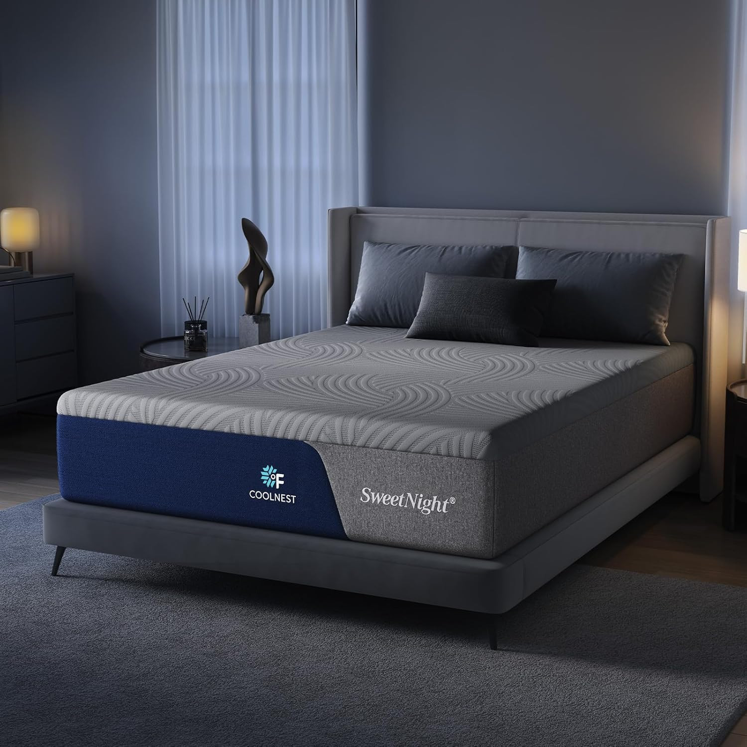 Coolnest 12″ Queen Memory Foam Mattress, Cooling & 5-Zone Support for Comfort