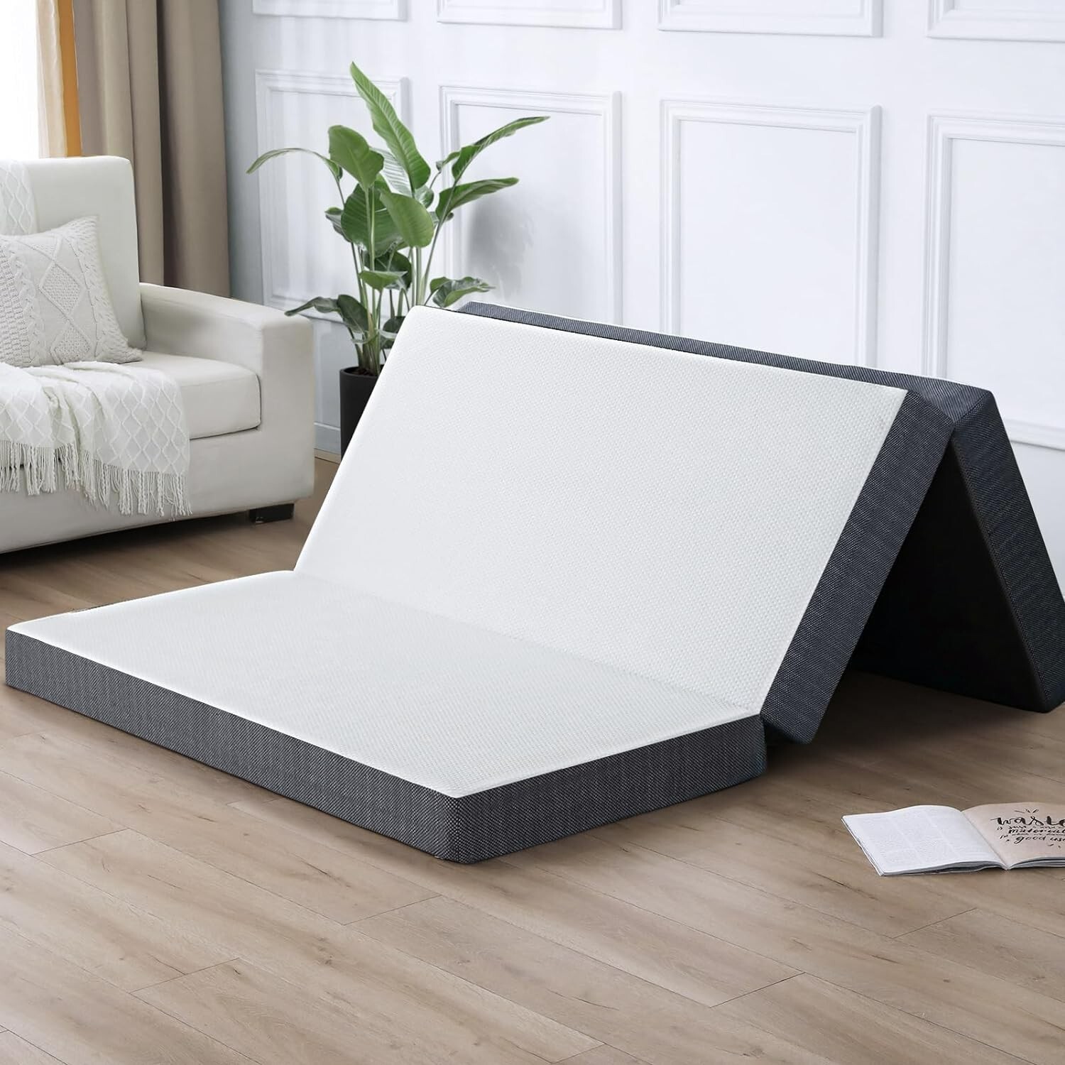 YUGYVOB Foldable Mattress with Non-Slip Bottom and Removable Cover Queen