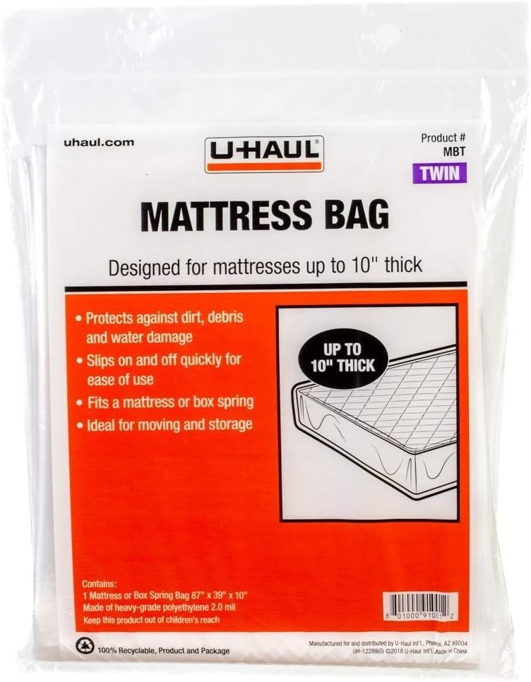 Clear Mattress Bag for Standard Twin Box Spring Moving Storage 87″ x 39″