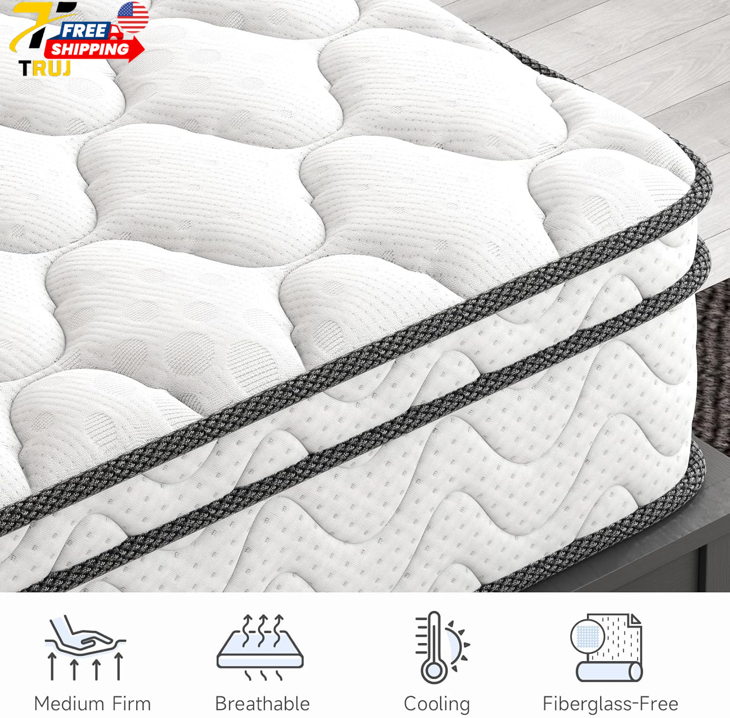 Twin XL Mattress 10 Inch Hybrid XL Twin Mattress in a Box Extra Long Twin Inn