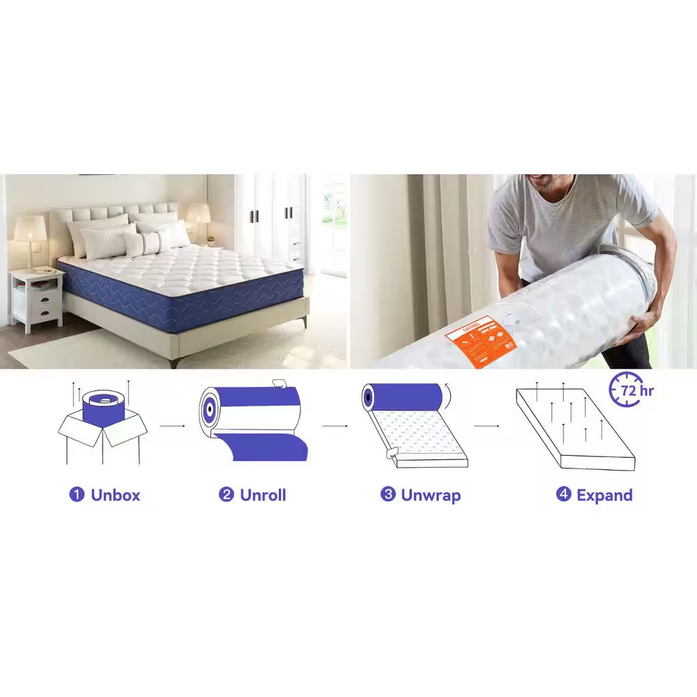 QUEEN Size Firm Memory Foam 12 In. Motion Isolation Innerspring Mattress