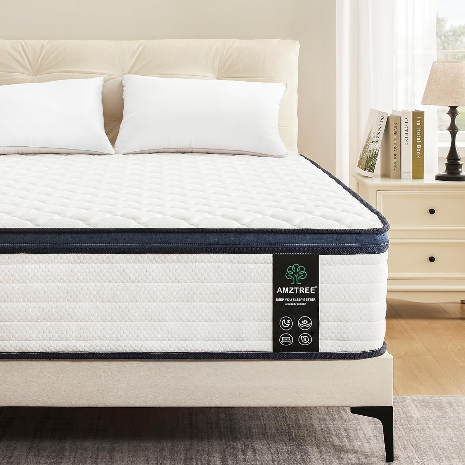14″ Queen Mattress – Memory Foam & Pocket Coils, Medium Firm, Pressure Relief