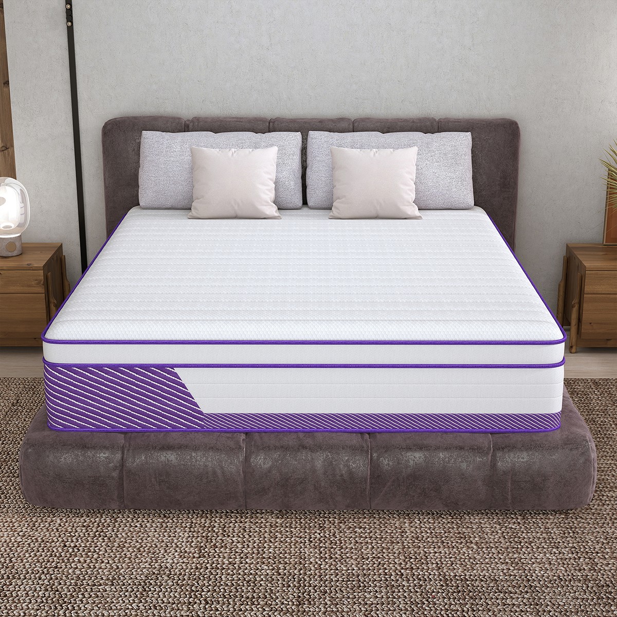 12 Inch King Size Mattress In a Box Gel Memory Foam Hybrid Spring Medium Firm