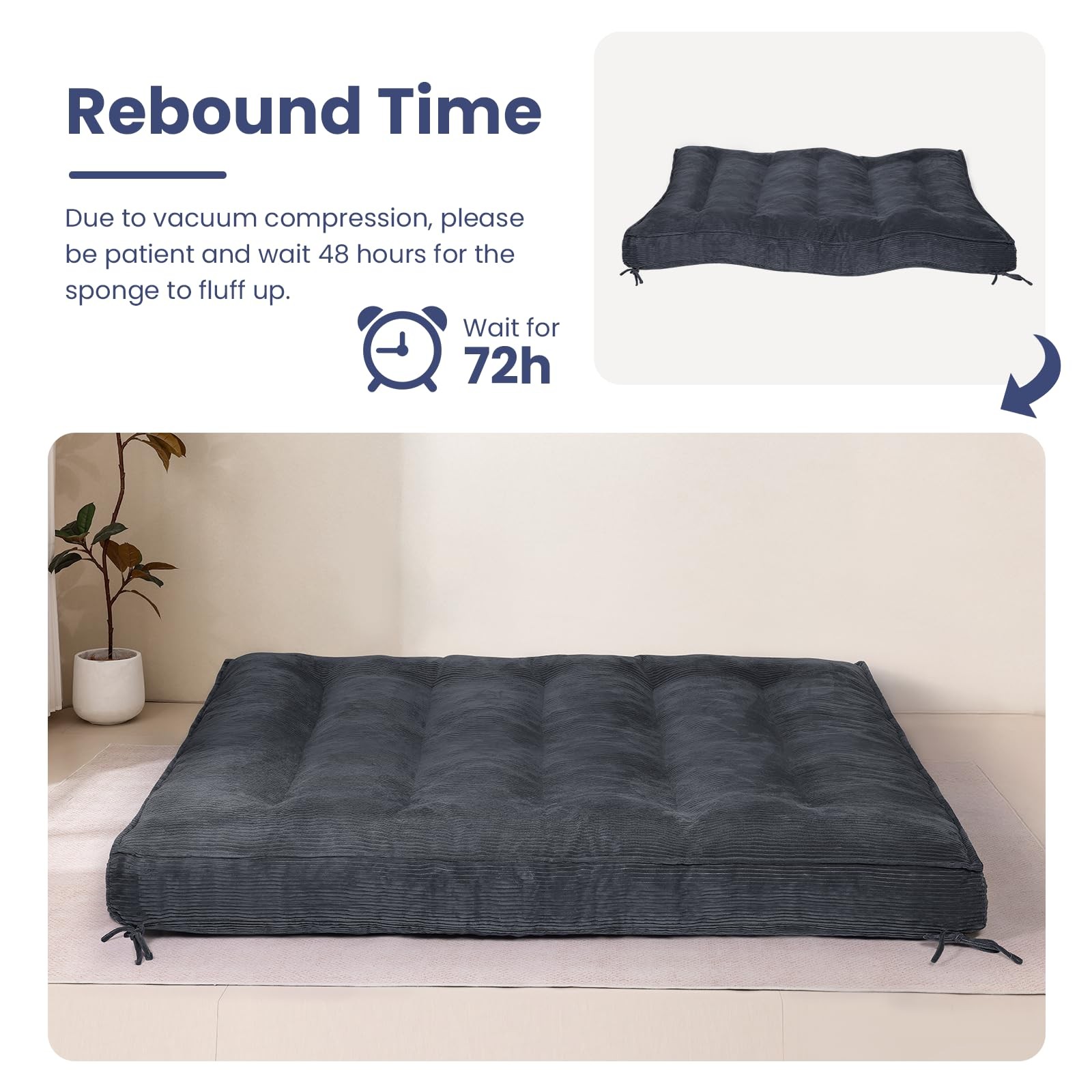Futon Mattress 8″ Full Size Medium Firm Roll Up Folding Shredded Foam Filling
