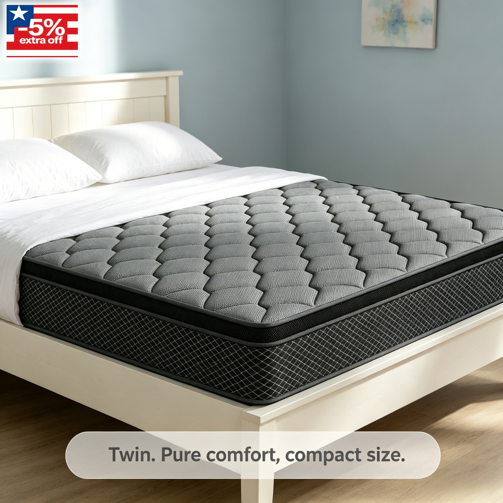 10″ Memory Foam & Spring Hybrid Mattress Cooling Support Twin Size Bed In a Box