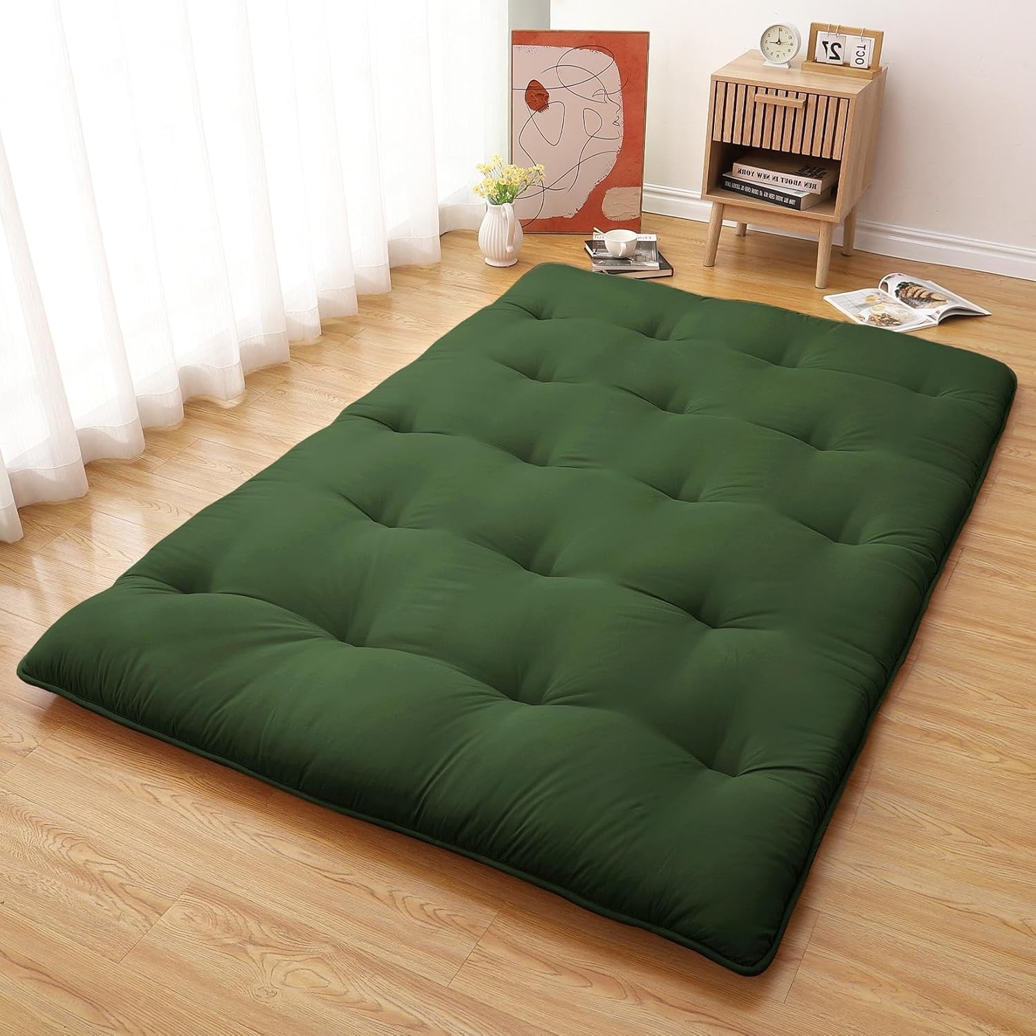 Japanese Futon Floor Mattress, Thick Foldable Tatami Mat for Sleeping Guest Room