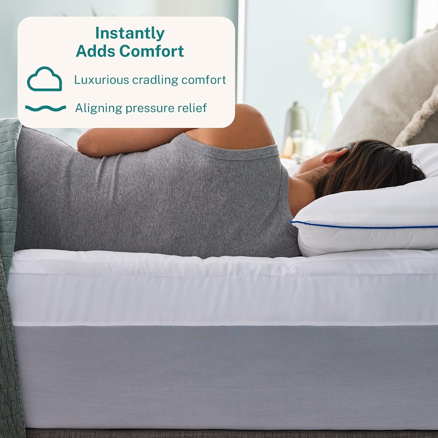 Dual Layer 4 Inch Memory Foam Mattress Topper, California King Size, Ultra Soft