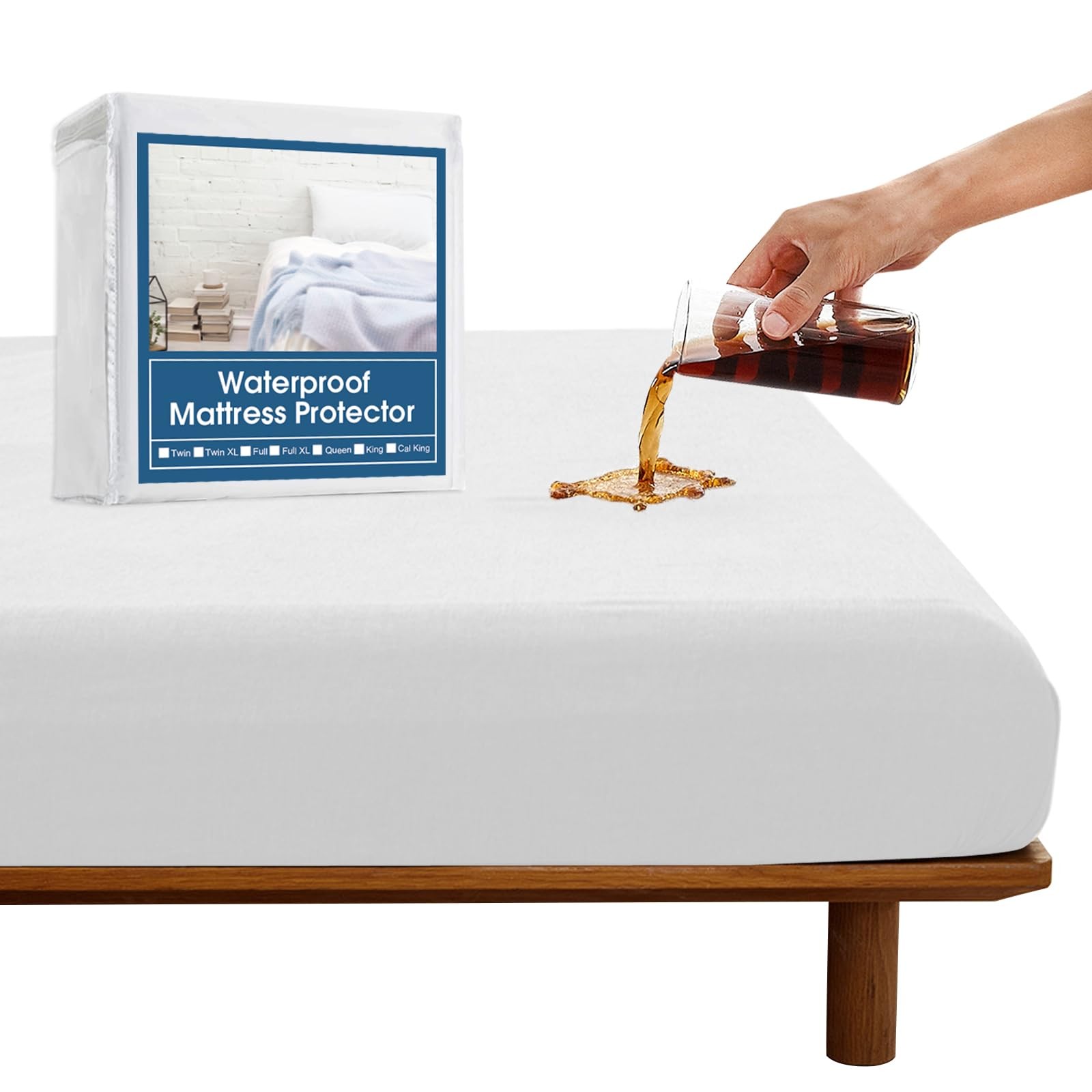 SPRINGSPIRIT Twin Mattress Protector Waterproof, Twin, White