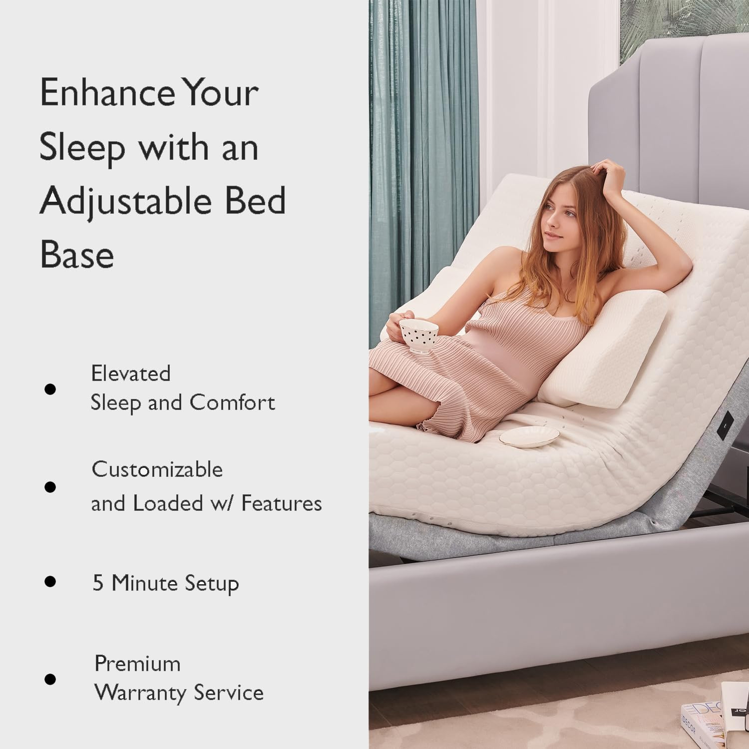 King Adjustable Bed Base & 12″ Gel Memory Foam Mattress with Dual Massage