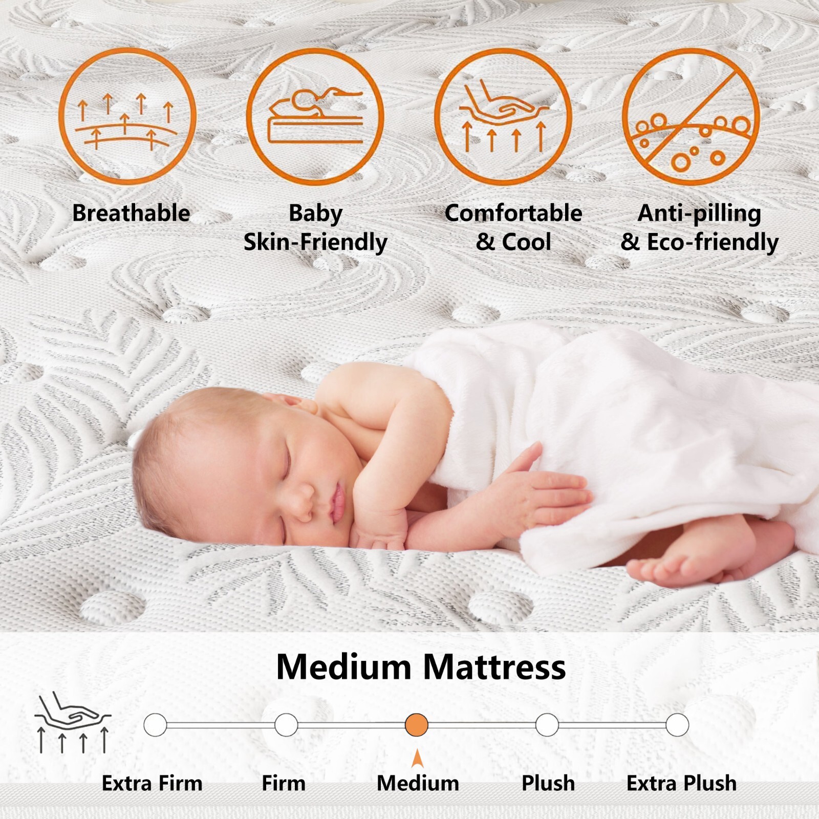 12 Inch Hybrid Mattress Bed in a Box,Full Queen King Twin XL Size, Medium Firm