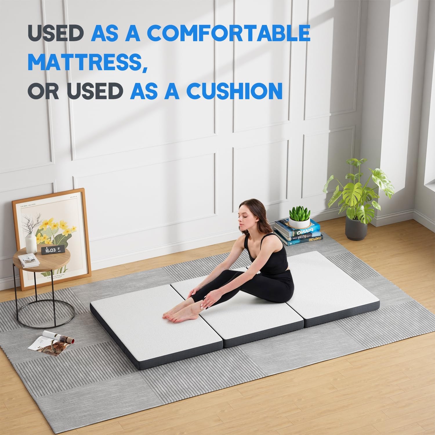 3 inch Tri Folding Memory Foam Mattress/Foldable Mattress for Kids and Adults…