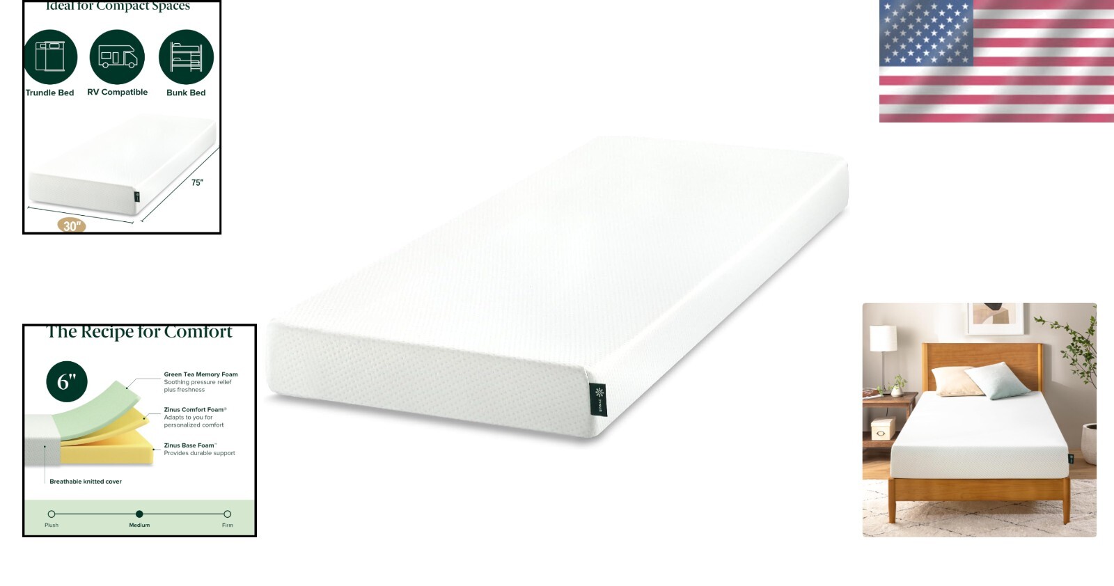 CertiPUR-US Certified Memory Foam Mattress, 75″ x 30″ – Perfect for RVs Trundles