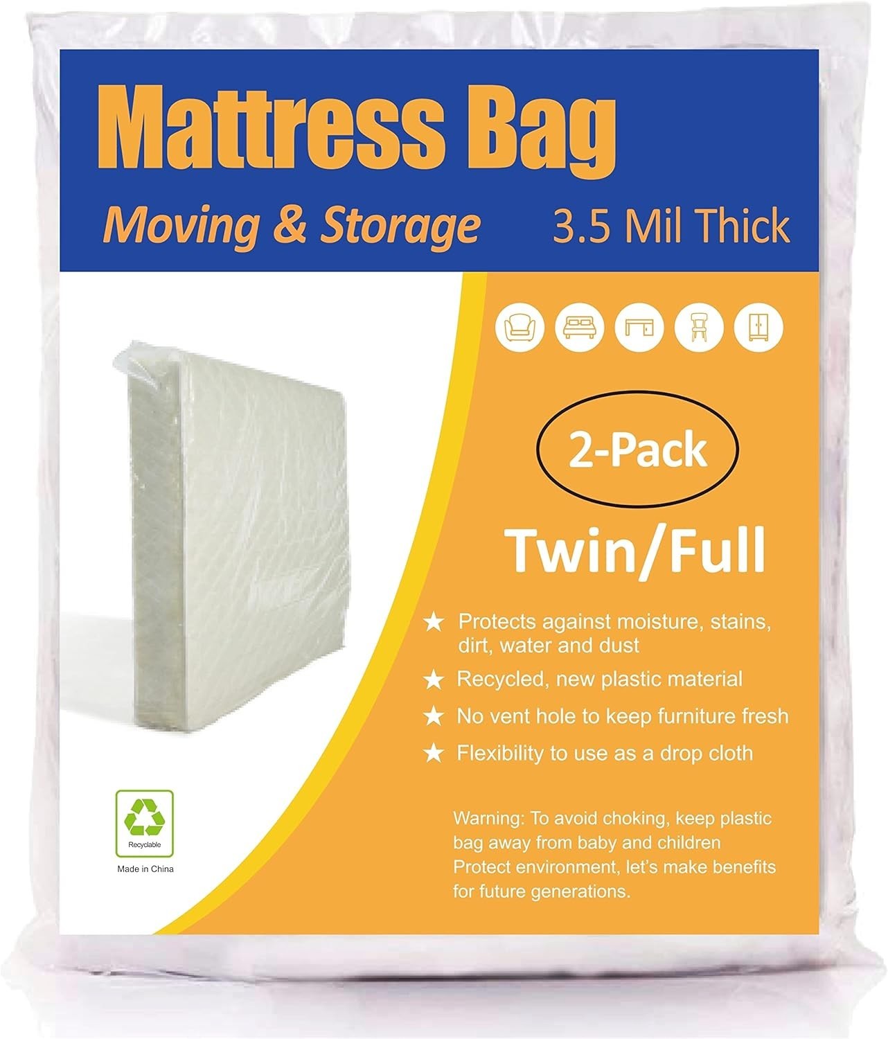 Long-Term Storage Bags for Twin/Full Mattresses – Clear & Heavy Duty Protection