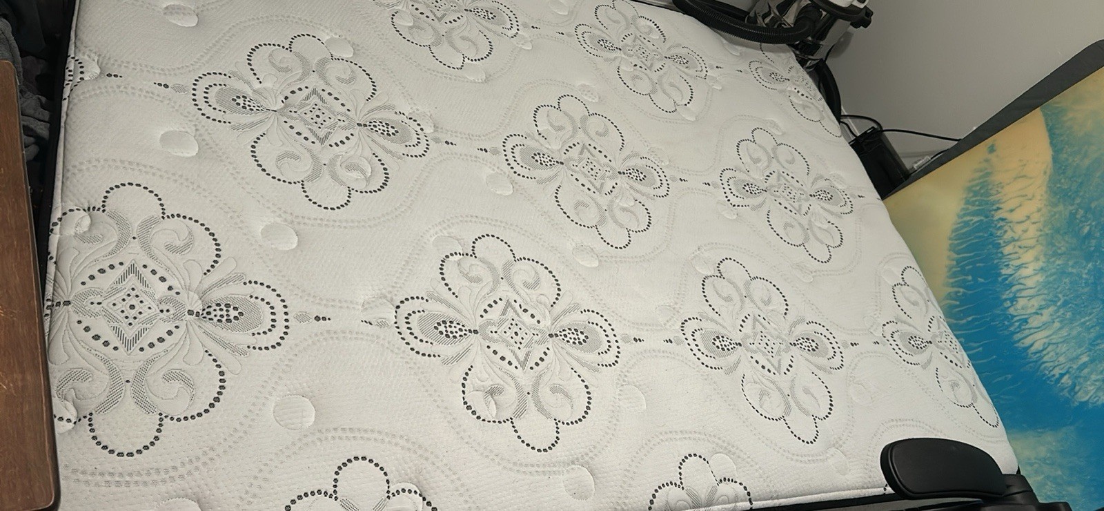 Queen Innerspring Mattress Medium Firm Floral Pattern Breathable Fabric Cover