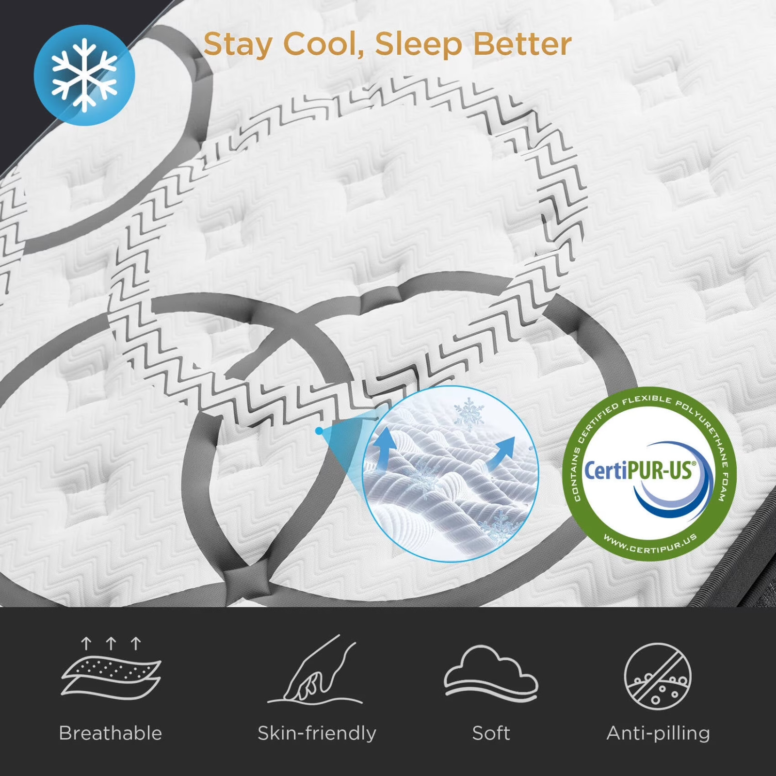 14″ Colchon KING Gel Memory Foam Hibrido Cama King Mattress Medium Firm Hybrid