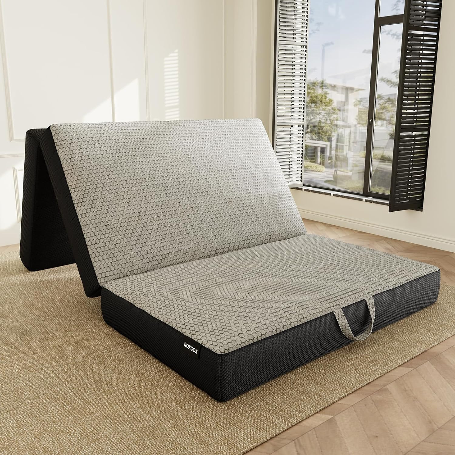Memory Foam Trifold Mattress, Full Portable Floor Bed 6 Inch, Foldable Mat with