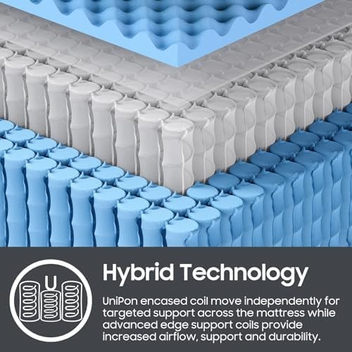 14 Inch Extra Firm Mattress Queen, Hybrid Mattress with Back and Lumbar Hip Supp