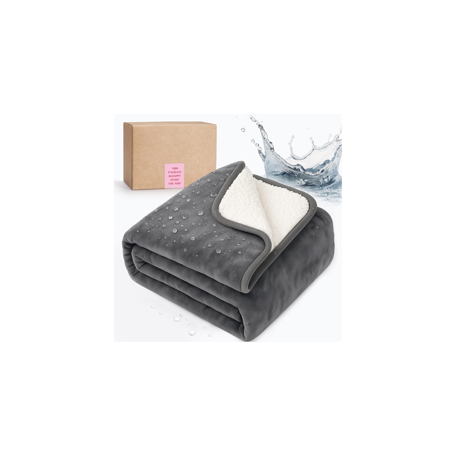 DOVIROS Waterproof Blanket for Bed Intimacy, Love 80×60 inches, Grey