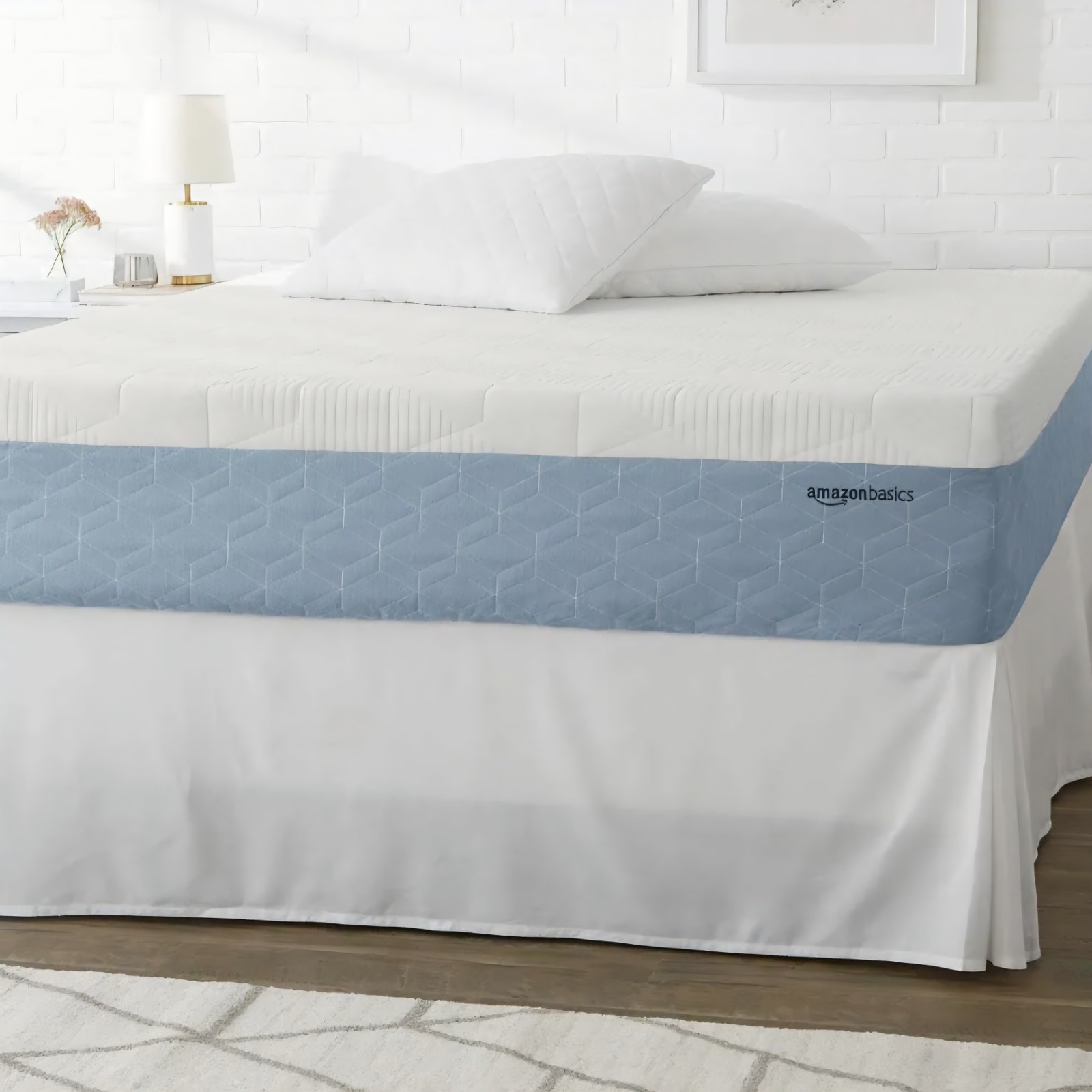 Queen Memory Foam Mattress, Medium Firm, Cooling Gel, 12 inches, White/Gray