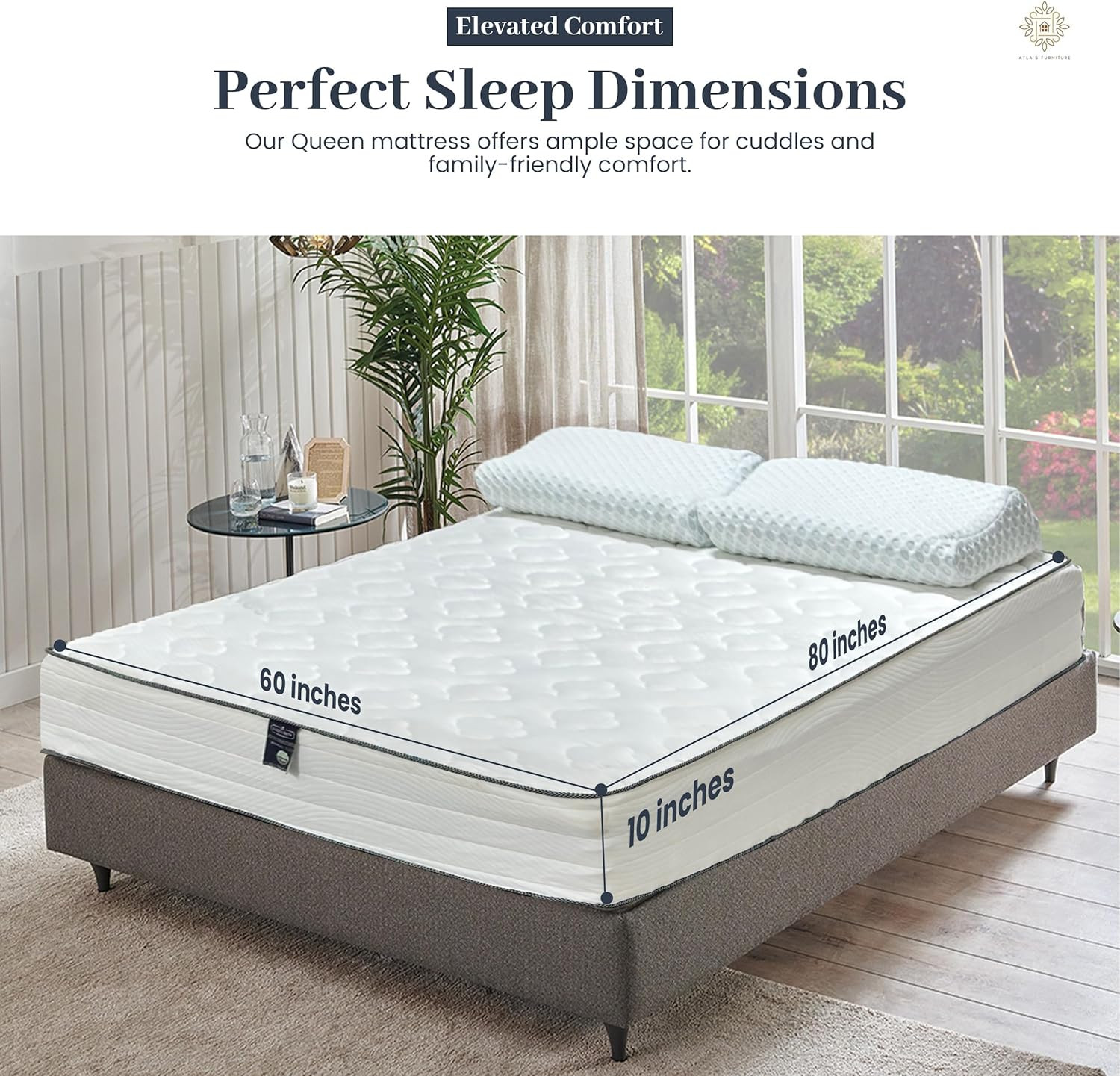 Queen Mattress 10 Inches White – Pocketed Coil Euro Top Cool Memory Foam Hybrid