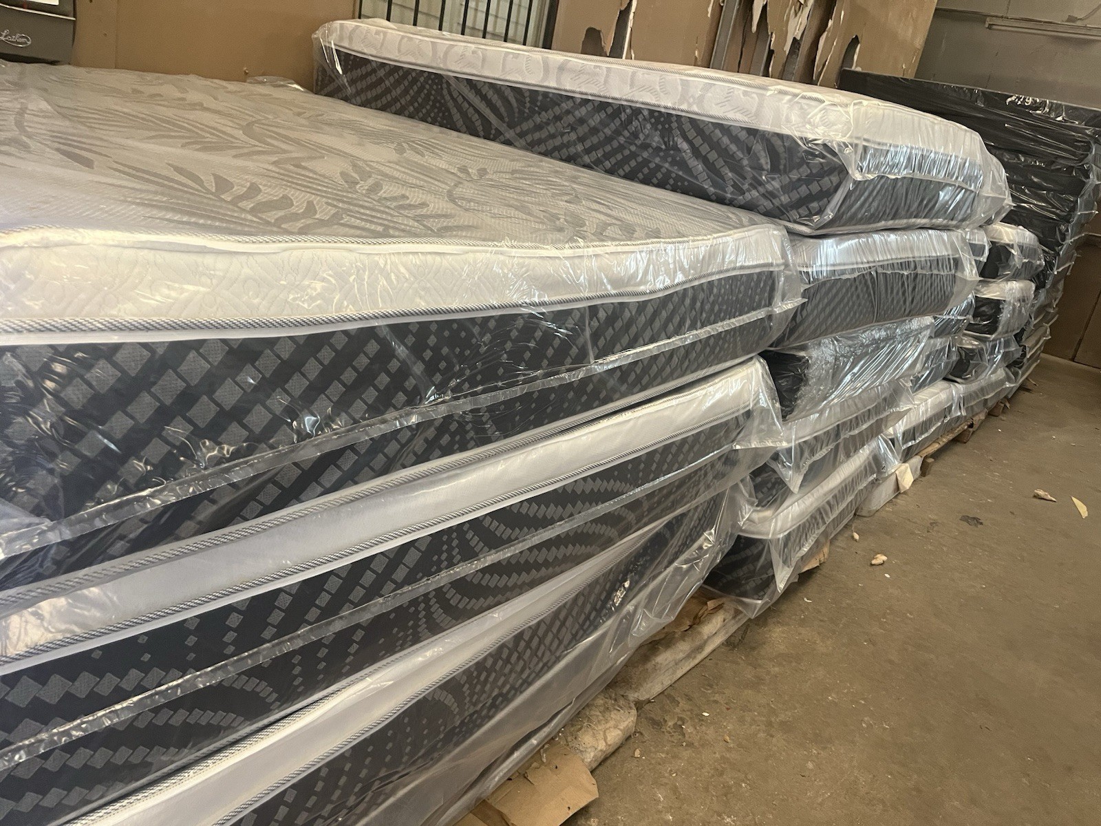 bamboo Mattress Black White Leaf Print Geometric Rectangle Bedroom Adults