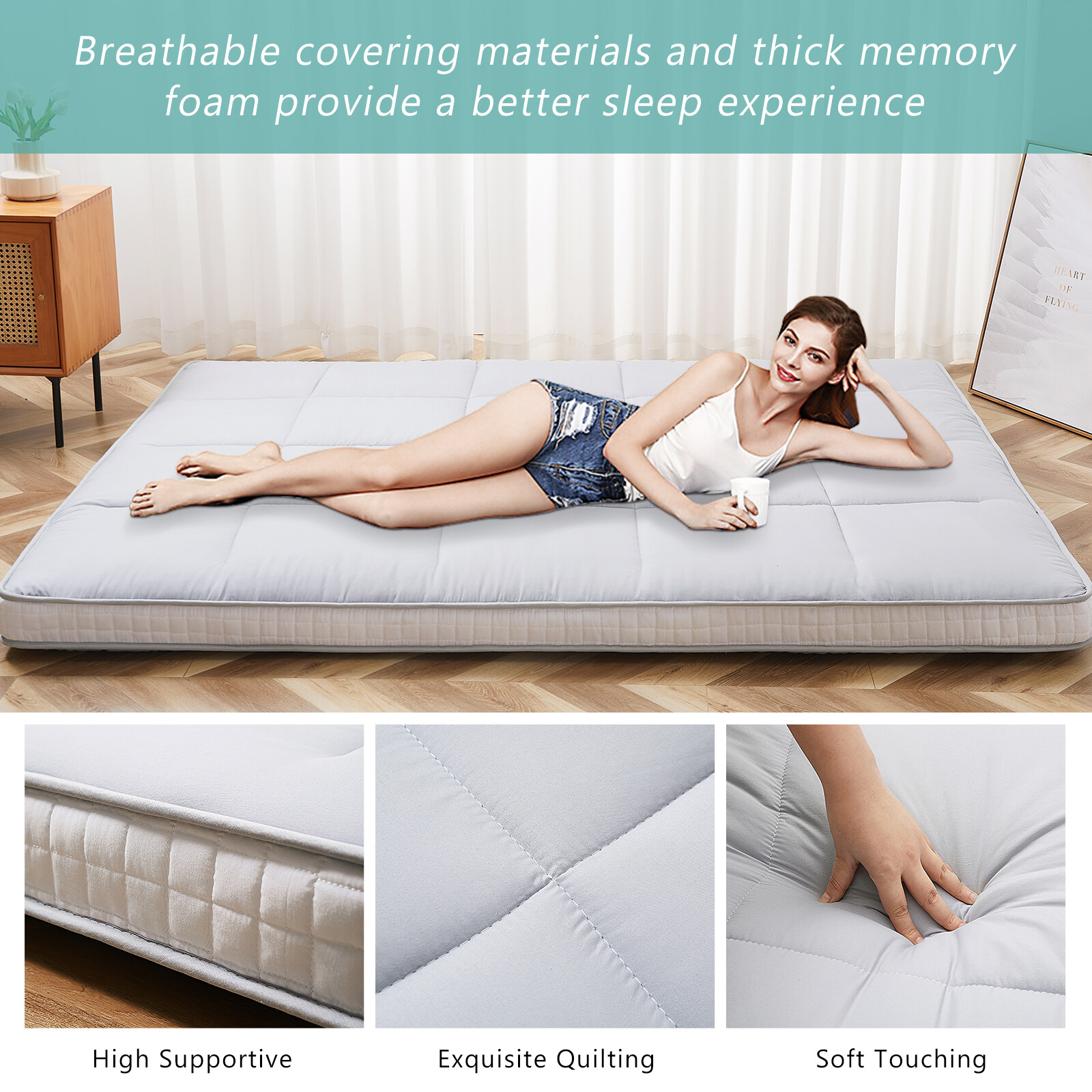 SLSY Japanese Futon Mattress Foldable Roll Up Mat Boys Girls Dormitory Pad Kids