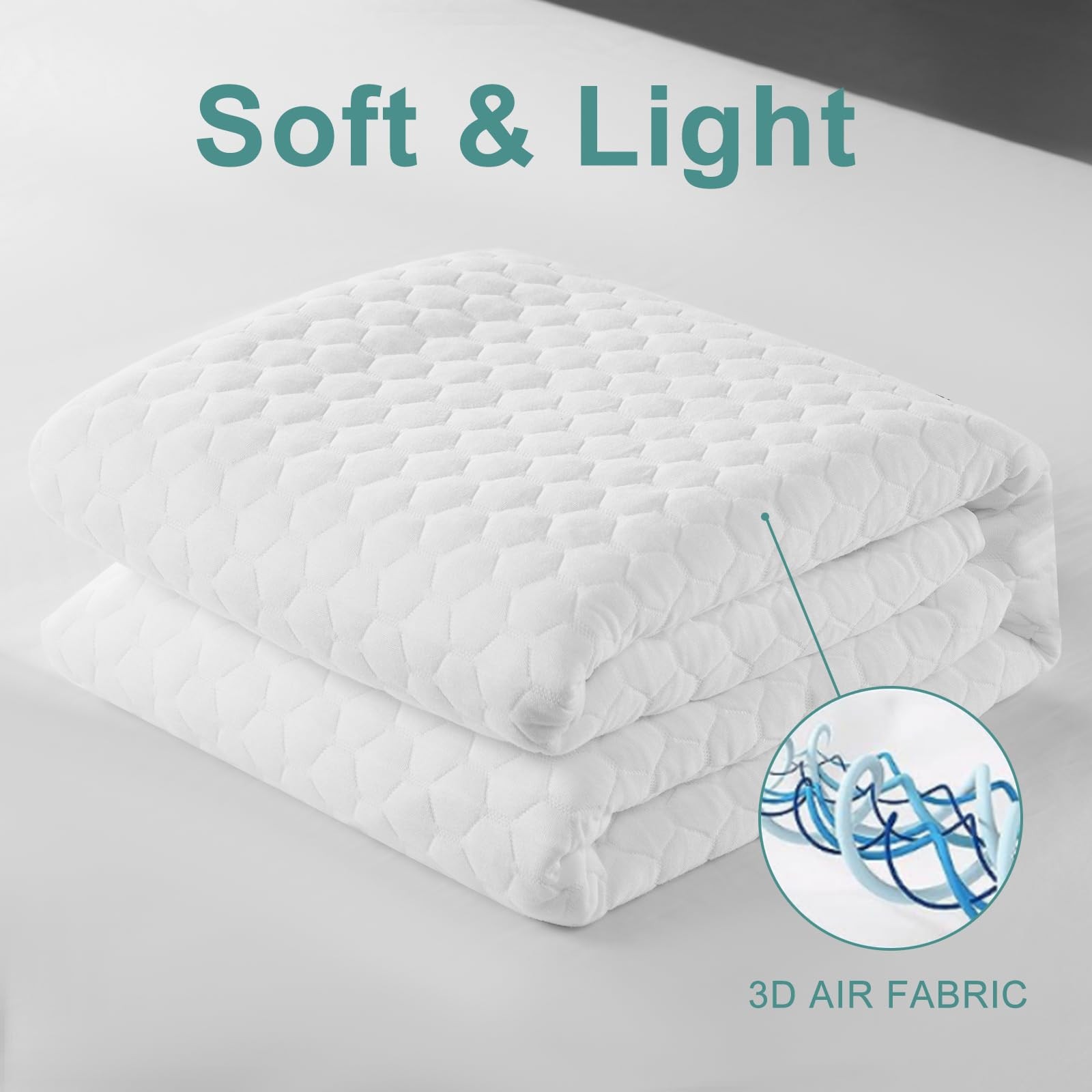 Premium Waterproof Mattress Protector Queen Size,4D Air Cooling Queen, White