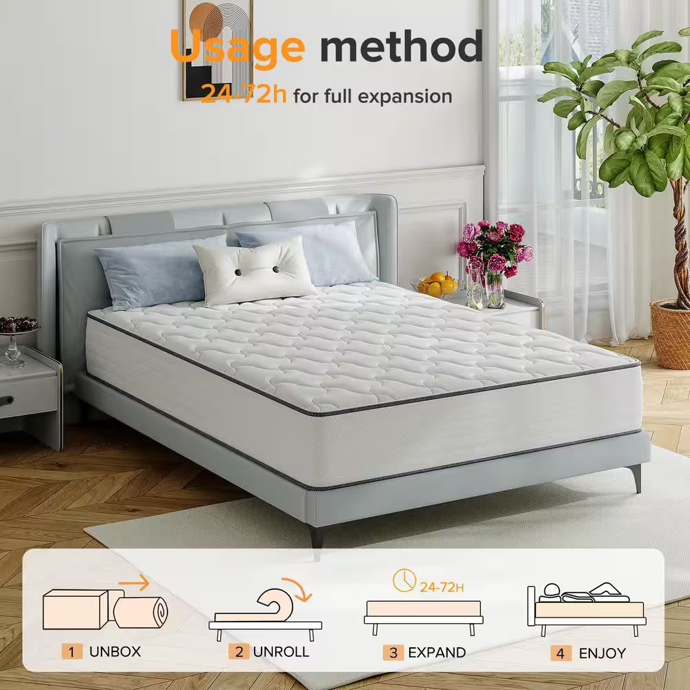 Queen Size Plush Hybrid Gel Memory Foam 10 In. Innerspring Euro Top Support and