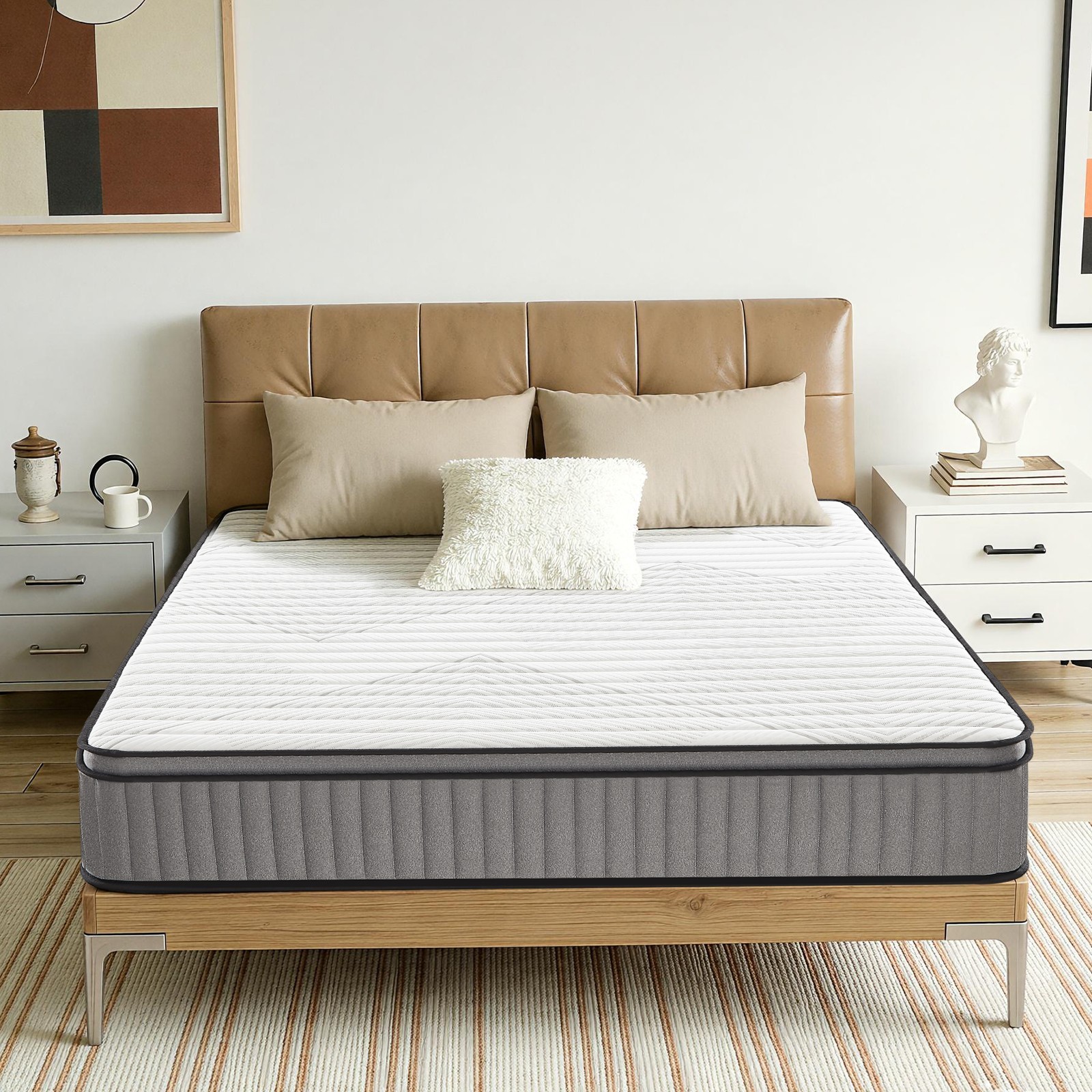 12″ Full Size Gel Memory Foam Pocket Spring Hydird Mattress In A Box Medium Firm