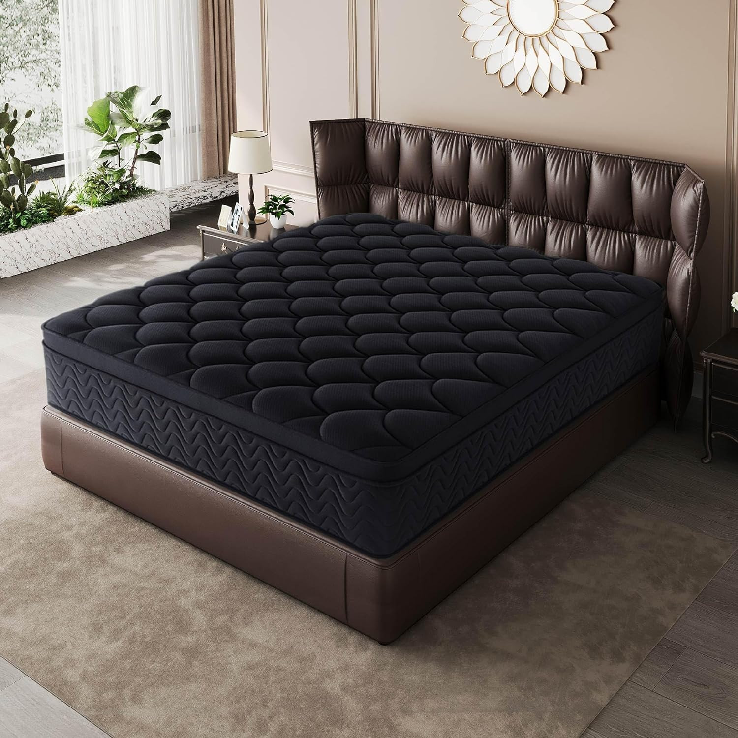 12 Inch Full Size Mattress 54”Wx75”L, Black Individual Pocket Spring Innerspring