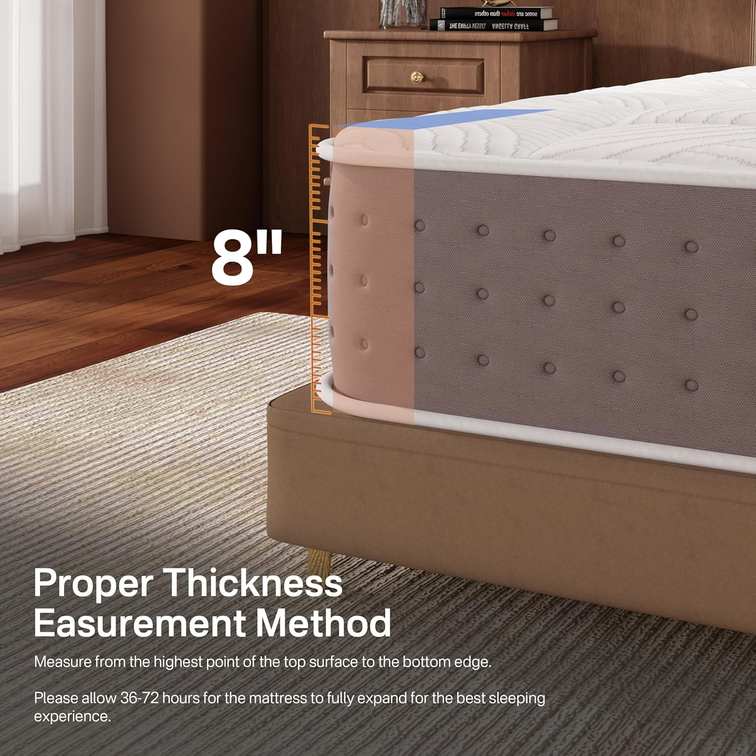 Full Size Mattress, 8 Inch Hybrid Full Mattress in a Box, Cooling Gel Memory Foa