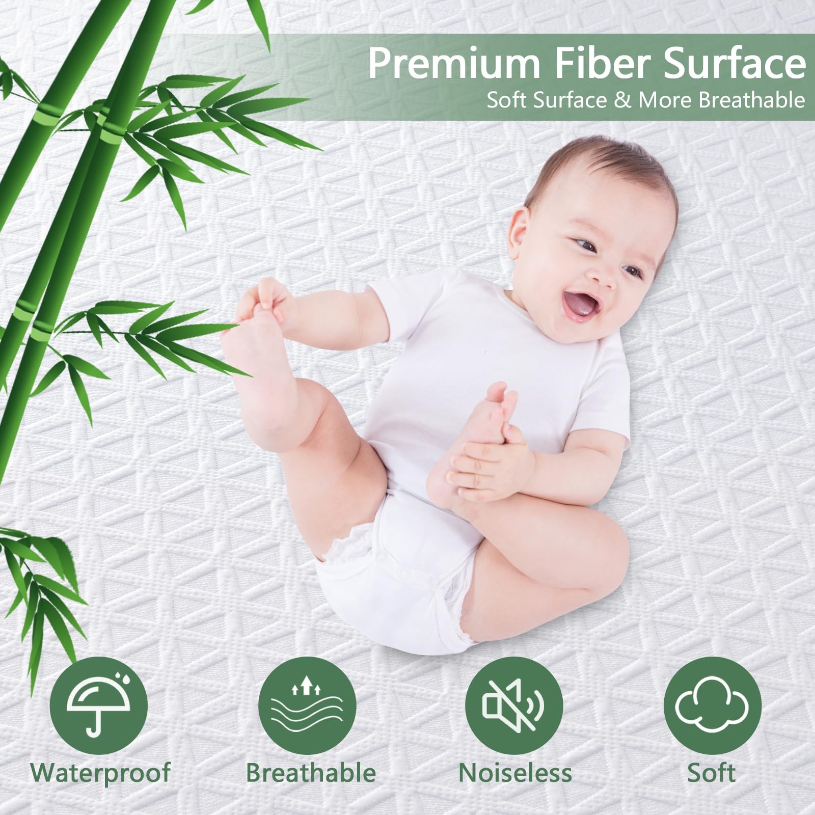Premium Waterproof Mattress Protector Full Size, Breathable Bed Full, White