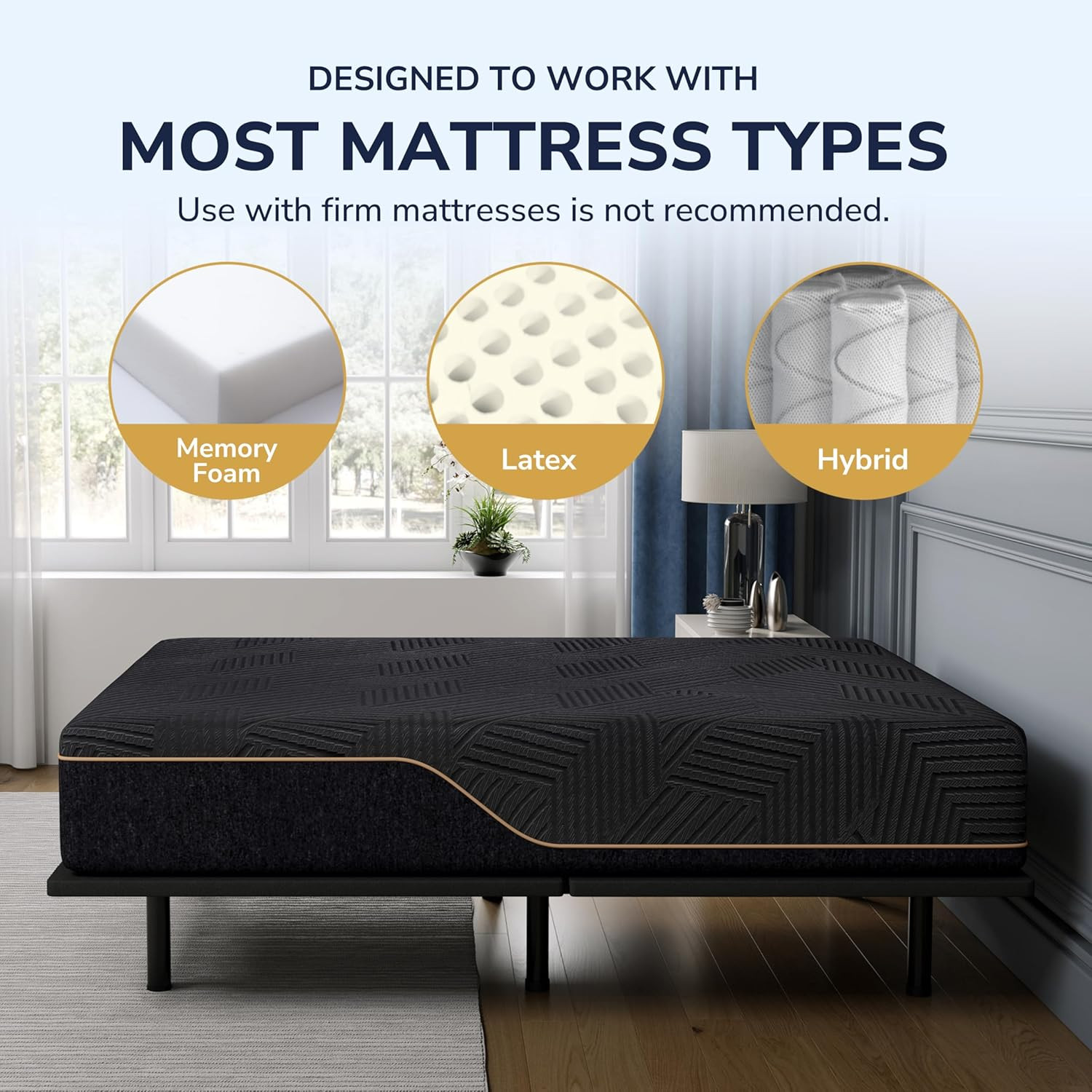 Adjustable Full Bed Frame & 14″ Cooling Memory Foam Mattress with Remote