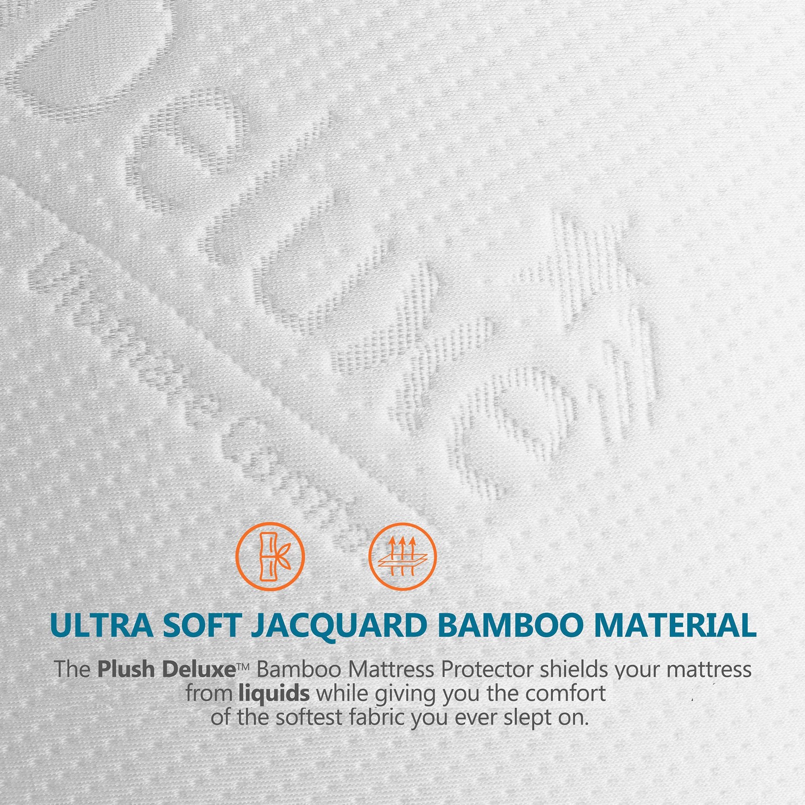 PlushDeluxe Premium Bamboo Mattress Protector – Queen Size, Queen, White